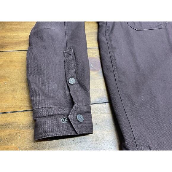 Duluth Trading Men's L Tall Brown Fleece Lined Heavy Canvas Shirt Jacket Snap - Picture 2 of 11
